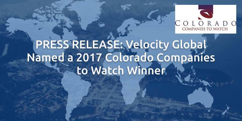 Comunicado de prensa: Velocity Global nombrada ganadora de Colorado Companies to Watch 2017